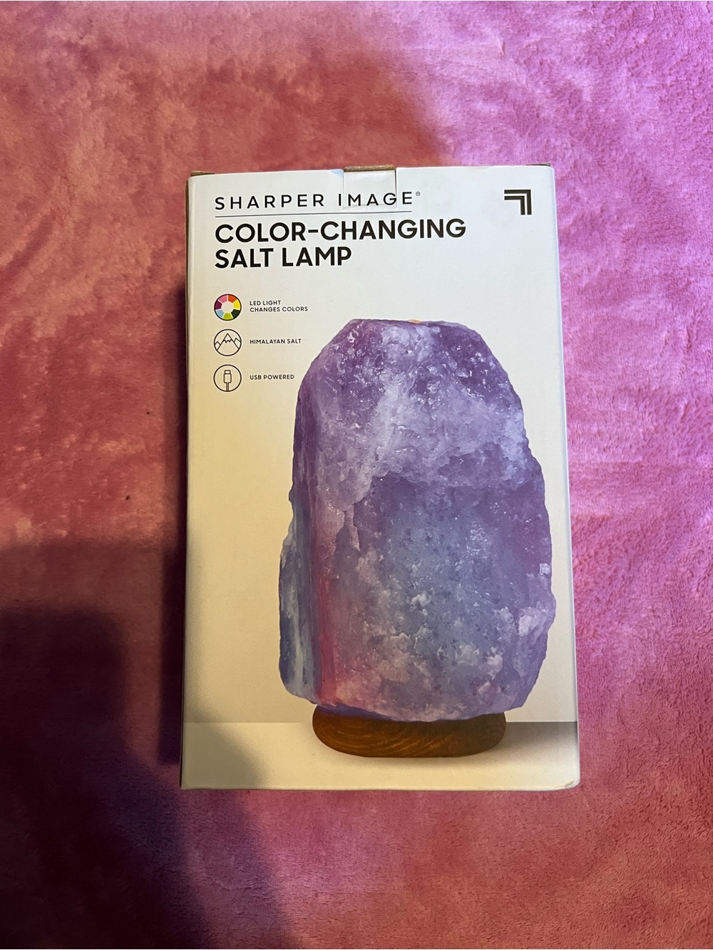 Sharper Image USB Himalayan Salt Lamp in Purple and White Box